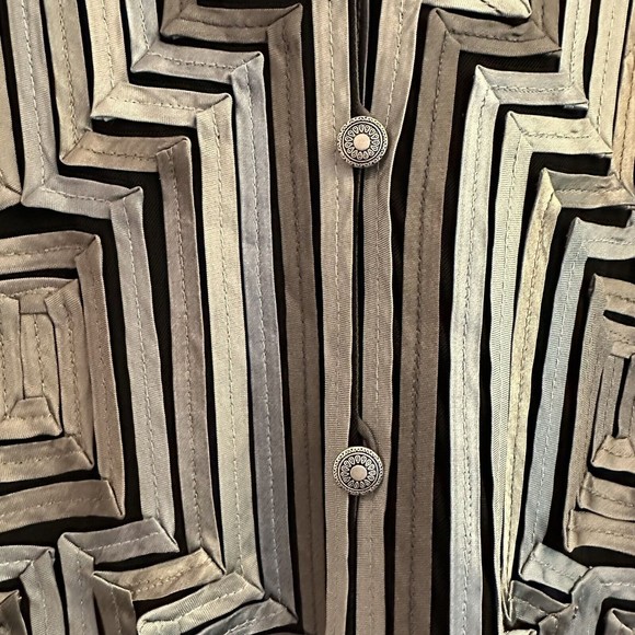 IKA Ribbon‎ And Mesh Button Stretchy Jacket Cardigan Size 12 Gray/Silver - Picture 4 of 11